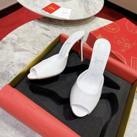 TOP QUALITY Christian Louboutin Me Dolly 100MM Heel Sandal Patent White