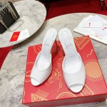 TOP QUALITY Christian Louboutin Me Dolly 100MM Heel Sandal Patent White