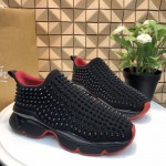 Christian Louboutin Spike Sock Flat Sneakers Black