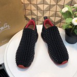 Christian Louboutin Spike Sock Flat Sneakers Black