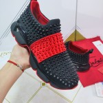 Christian Louboutin Spike Sock Flat Sneakers Black / Red