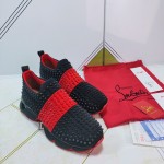 Christian Louboutin Spike Sock Flat Sneakers Black / Red