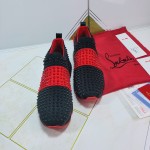 Christian Louboutin Spike Sock Flat Sneakers Black / Red