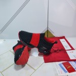 Christian Louboutin Spike Sock Flat Sneakers Black / Red