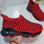 Christian Louboutin Spike Sock Flat Sneakers Red / Black