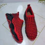 Christian Louboutin Spike Sock Flat Sneakers Red / Black