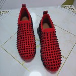 Christian Louboutin Spike Sock Flat Sneakers Red / Black