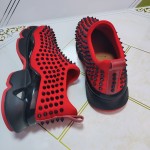 Christian Louboutin Spike Sock Flat Sneakers Red / Black