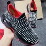 Christian Louboutin Spike Sock Flat Sneakers Black / Silver