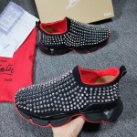 Christian Louboutin Spike Sock Flat Sneakers Black / Silver