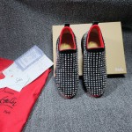 Christian Louboutin Spike Sock Flat Sneakers Black / Silver