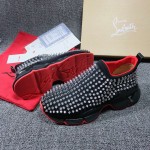 Christian Louboutin Spike Sock Flat Sneakers Black / Silver