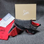 Christian Louboutin Spike Sock Flat Sneakers Black / Silver