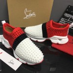 Christian Louboutin Spike Sock Flat Sneakers Red / Black / White