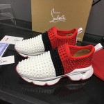 Christian Louboutin Spike Sock Flat Sneakers Red / Black / White