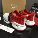 Christian Louboutin Spike Sock Flat Sneakers Red / Black / White