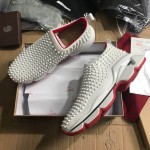 Christian Louboutin Spike Sock Flat Sneakers White