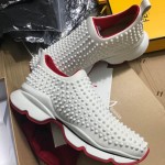 Christian Louboutin Spike Sock Flat Sneakers White