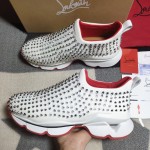 Christian Louboutin Spike Sock Flat Sneakers White / Silver