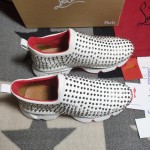 Christian Louboutin Spike Sock Flat Sneakers White / Silver