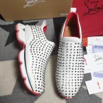 Christian Louboutin Spike Sock Flat Sneakers White / Silver