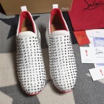 Christian Louboutin Spike Sock Flat Sneakers White / Silver