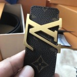 LV Monogram Canvas Belt Initiales Belt M9608 Brushed Gold