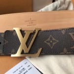 LV Monogram Canvas Belt Initiales Belt M9608 Brushed Gold