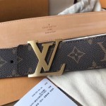 LV Monogram Canvas Belt Initiales Belt M9608 Brushed Gold