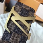 LV Damier Ebene Initiales Belt M9807 Brushed Gold