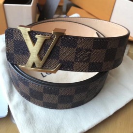 LV Damier Ebene Initiales Belt M9807 Brushed Gold