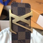 LV Damier Ebene Initiales Belt M9807 Brushed Gold