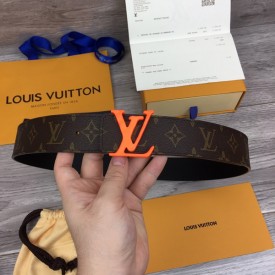 Replica LV monogram belt orange buckle