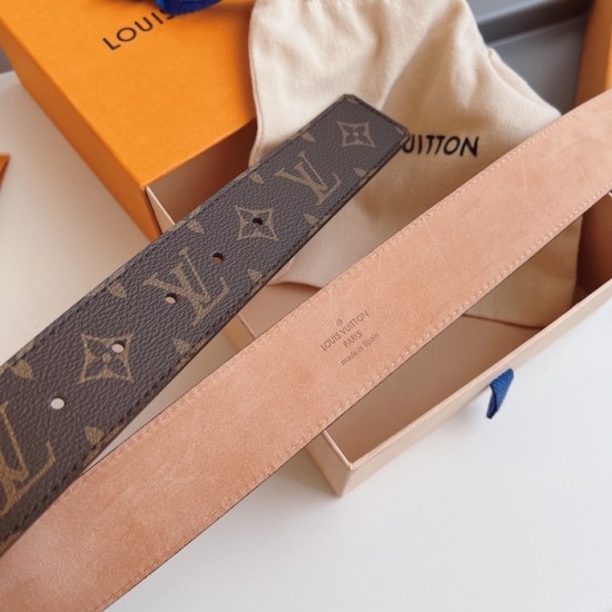 replica l**is V*t*n monogram canvas lv initiales 40mm belt m608