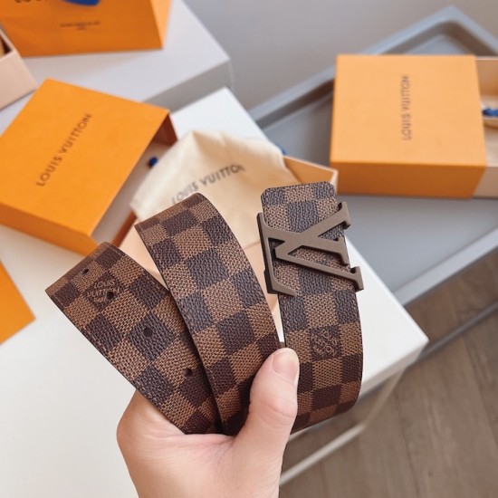 Replica Louis Vuitton Damier Ebene LV Initiales 40MM Belt M9807