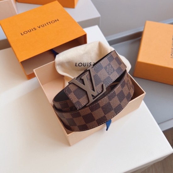 Replica Louis Vuitton Damier Ebene LV Initiales 40MM Belt M9807