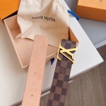 Louis Vuitton Damier Ebene Initiales Belt M9807 / Brushed Gold Buckle