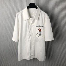 Replica Louis Vuitton Open Collar Short-Sleeved Cotton Shirt