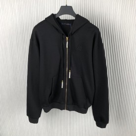 Replica Louis Vuitton Embroidered Jersey Zip Through Hoodie