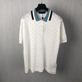 Replica Louis Vuitton Monogram Pointelle Short-Sleeved Cotton Polo