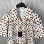 Louis Vuitton Monogram Printed Short-Sleeved Silk Shirt 1AFQ26