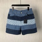 Louis Vuitton Striped Patchwork Denim Shorts 1AFQG3