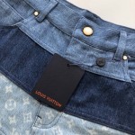 Louis Vuitton Striped Patchwork Denim Shorts 1AFQG3