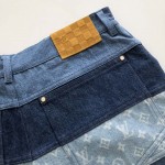 Louis Vuitton Striped Patchwork Denim Shorts 1AFQG3