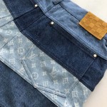 Louis Vuitton Striped Patchwork Denim Shorts 1AFQG3