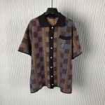 Louis Vuitton Damier Short-Sleeved Cotton Knit Shirt 1AFQR7