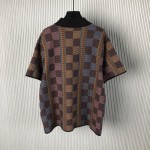 Louis Vuitton Damier Short-Sleeved Cotton Knit Shirt 1AFQR7