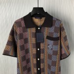 Louis Vuitton Damier Short-Sleeved Cotton Knit Shirt 1AFQR7