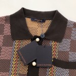 Louis Vuitton Damier Short-Sleeved Cotton Knit Shirt 1AFQR7