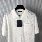 Louis Vuitton Monogram Pointelle Short-Sleeved Cotton Shirt White